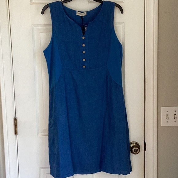 Linen dress size medium size 12 Terzo  Millennio Royal blue - Picture 1 of 9